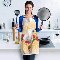 New Zealand Aotearoa Cockatoo Apron Maori Pattern With Pohutukawa Flowers