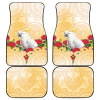 New Zealand Aotearoa Cockatoo Car Mats Maori Pattern With Pohutukawa Flowers