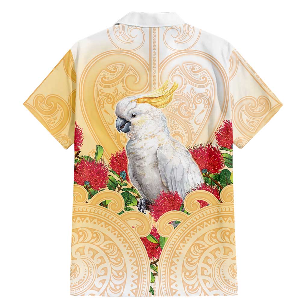 New Zealand Aotearoa Cockatoo Family Matching Puletasi and Hawaiian Shirt Maori Pattern With Pohutukawa Flowers LT05 - Polynesian Pride