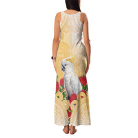 New Zealand Aotearoa Cockatoo Family Matching Tank Maxi Dress and Hawaiian Shirt Maori Pattern With Pohutukawa Flowers LT05 - Polynesian Pride