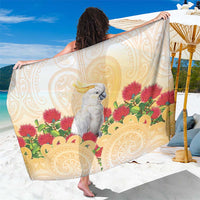 New Zealand Aotearoa Cockatoo Sarong Maori Pattern With Pohutukawa Flowers