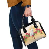 New Zealand Aotearoa Cockatoo Shoulder Handbag Maori Pattern With Pohutukawa Flowers