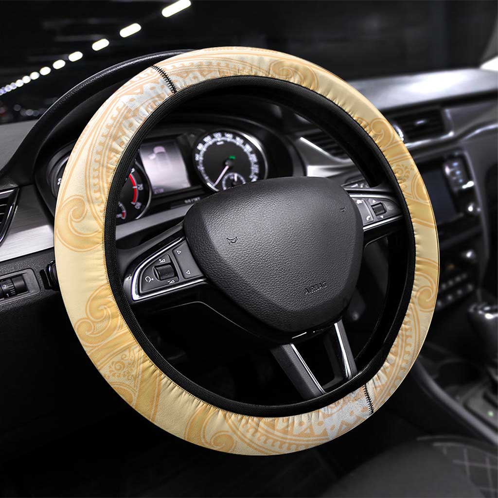 New Zealand Aotearoa Cockatoo Steering Wheel Cover Maori Pattern With Pohutukawa Flowers