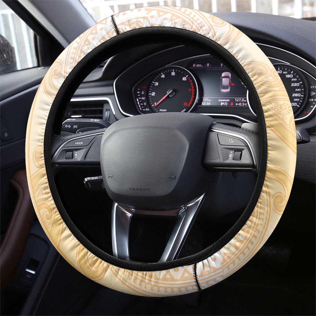 New Zealand Aotearoa Cockatoo Steering Wheel Cover Maori Pattern With Pohutukawa Flowers