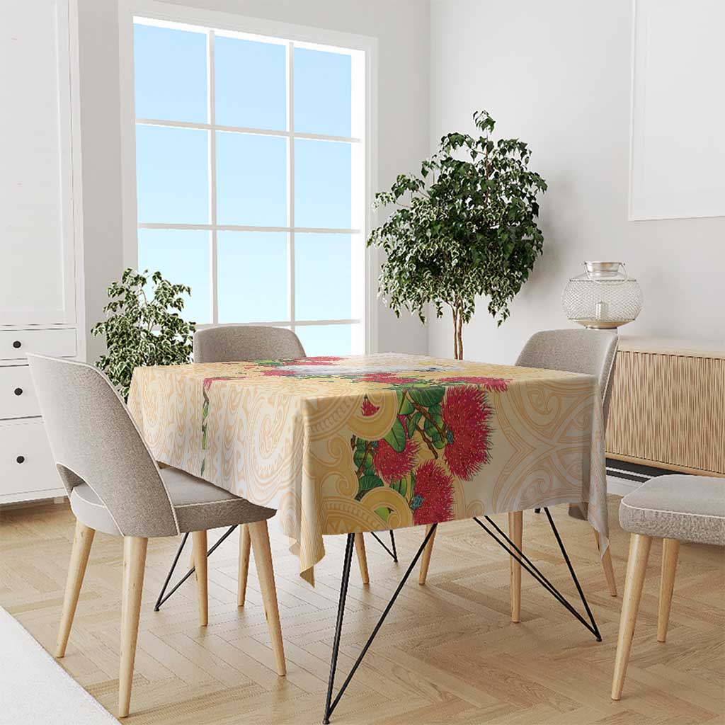 New Zealand Aotearoa Cockatoo Tablecloth Maori Pattern With Pohutukawa Flowers