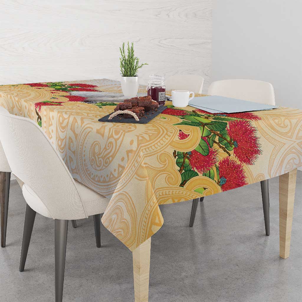 New Zealand Aotearoa Cockatoo Tablecloth Maori Pattern With Pohutukawa Flowers