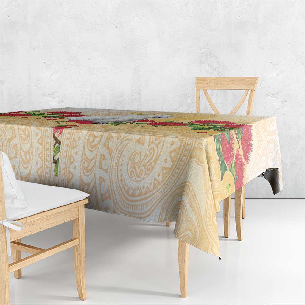 New Zealand Aotearoa Cockatoo Tablecloth Maori Pattern With Pohutukawa Flowers