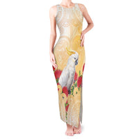 New Zealand Aotearoa Cockatoo Tank Maxi Dress Maori Pattern With Pohutukawa Flowers