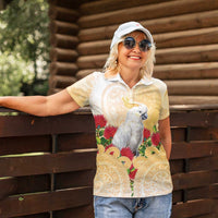 New Zealand Aotearoa Cockatoo Women Polo Shirt Maori Pattern With Pohutukawa Flowers LT05 - Polynesian Pride