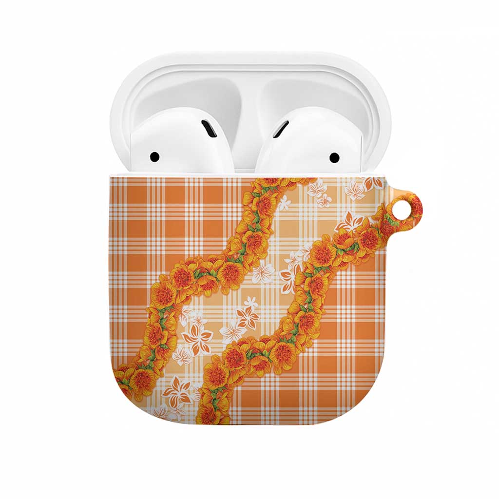Orange Hawaii Palaka AirPods Case Hawaiian Ilima Lei