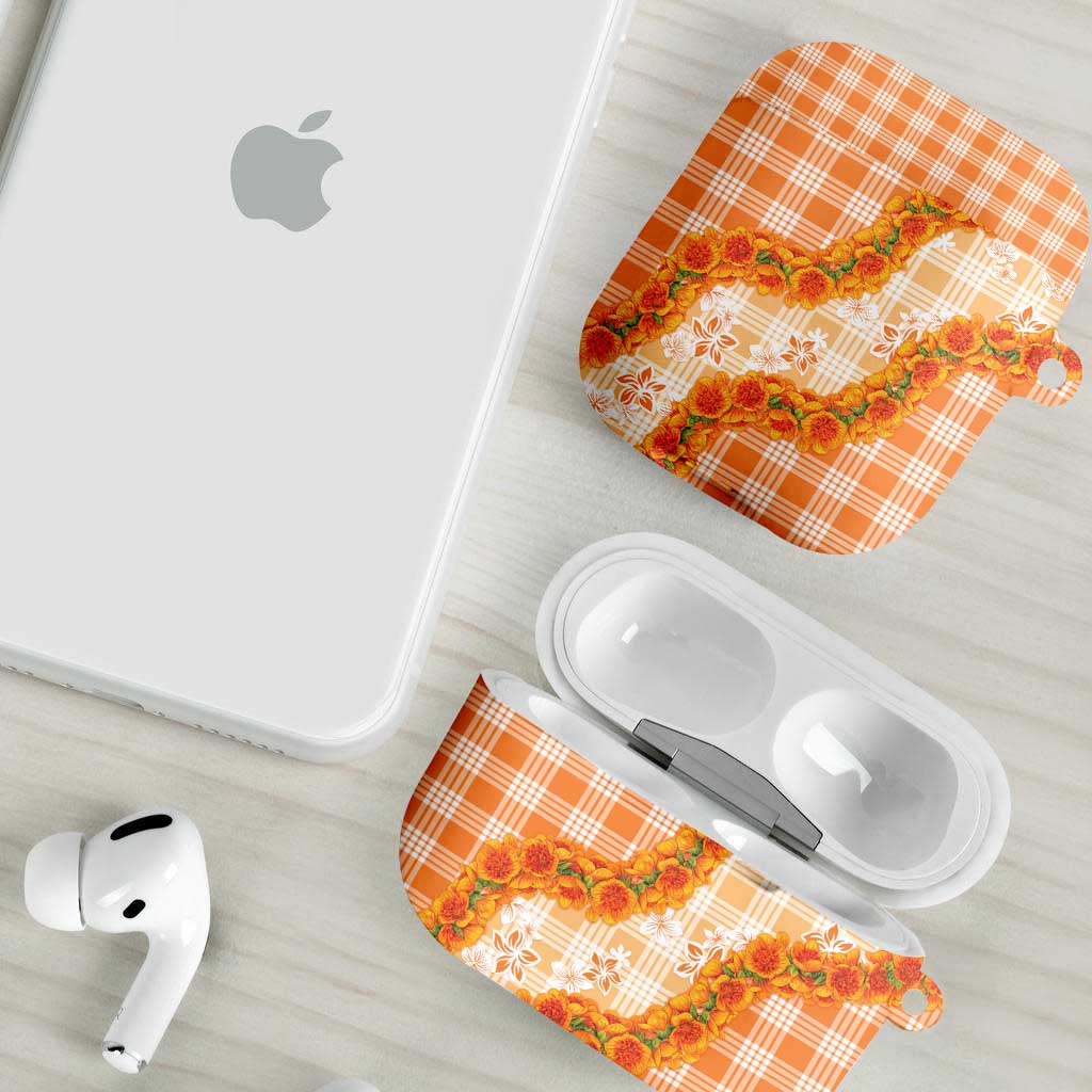 Orange Hawaii Palaka AirPods Case Hawaiian Ilima Lei