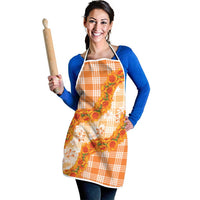 Orange Hawaii Palaka Apron Hawaiian Ilima Lei