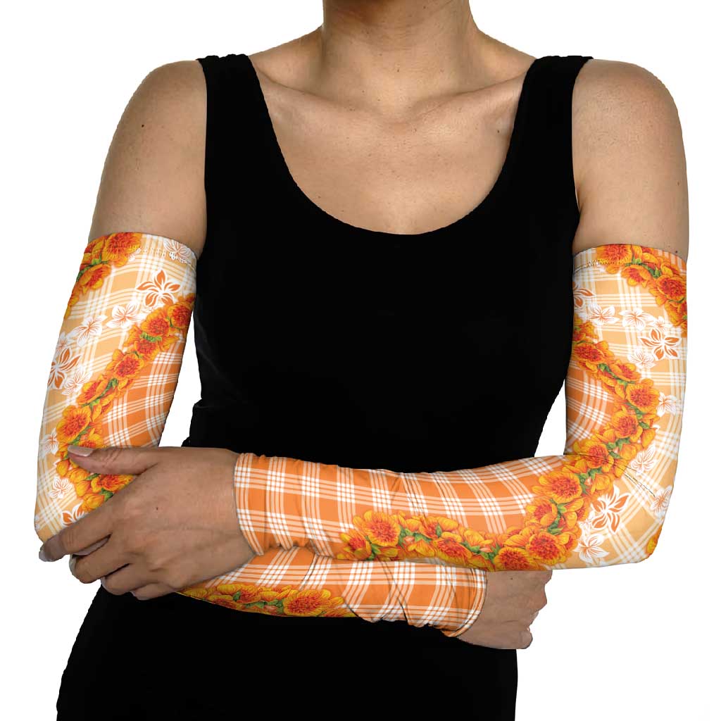 Orange Hawaii Palaka Arm Sleeves Hawaiian Ilima Lei