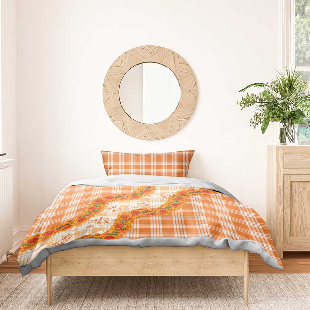 Orange Hawaii Palaka Bedding Set Hawaiian Ilima Lei