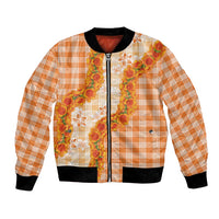 Orange Hawaii Palaka Bomber Jacket Hawaiian Ilima Lei