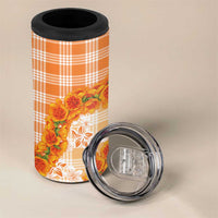 Orange Hawaii Palaka 4 in 1 Can Cooler Tumbler Hawaiian Ilima Lei