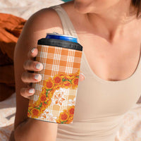 Orange Hawaii Palaka 4 in 1 Can Cooler Tumbler Hawaiian Ilima Lei