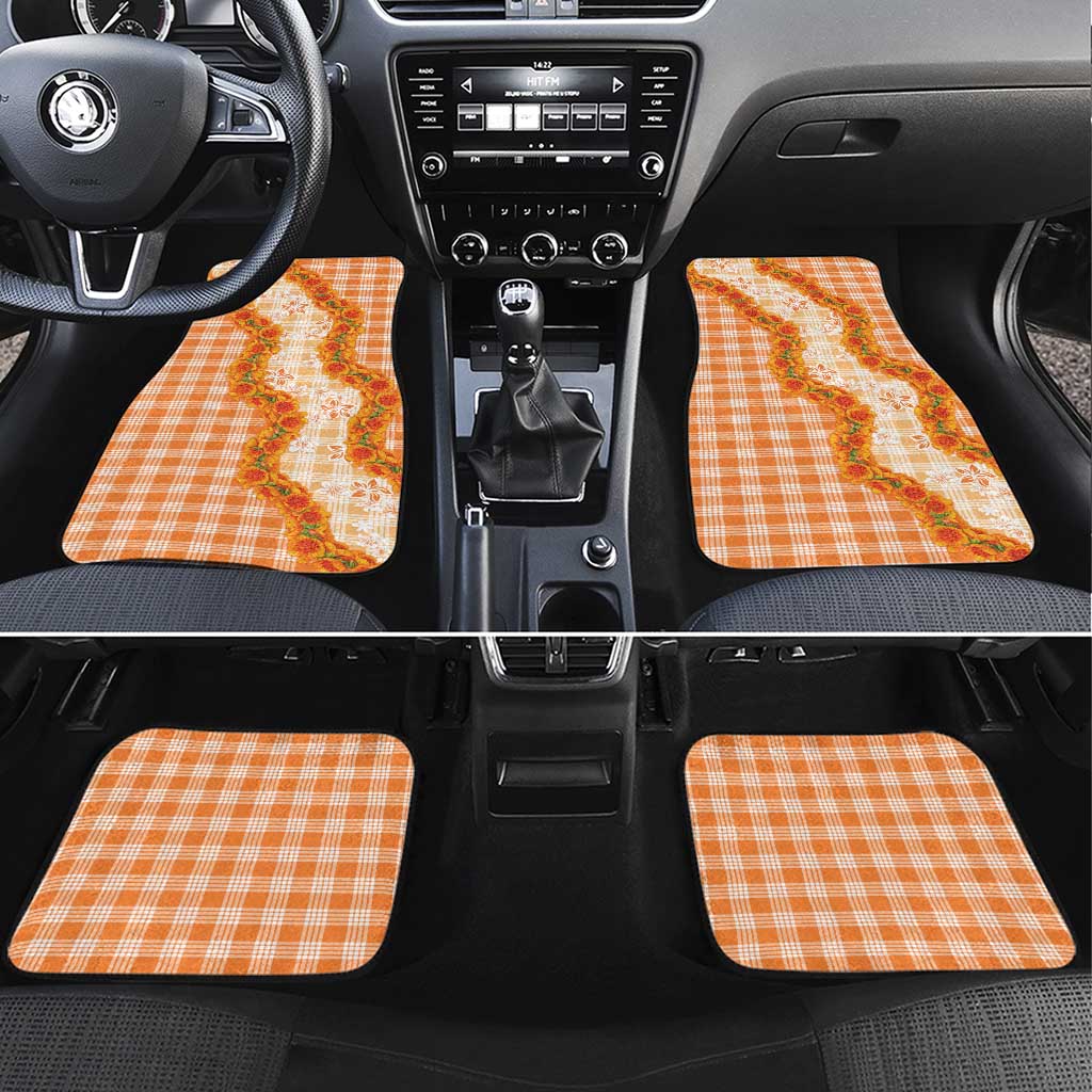 Orange Hawaii Palaka Car Mats Hawaiian Ilima Lei