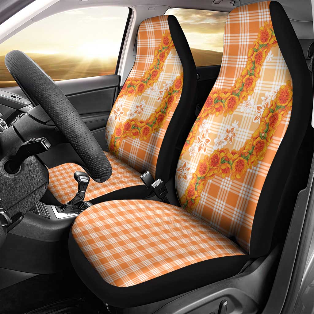 Orange Hawaii Palaka Car Seat Cover Hawaiian Ilima Lei