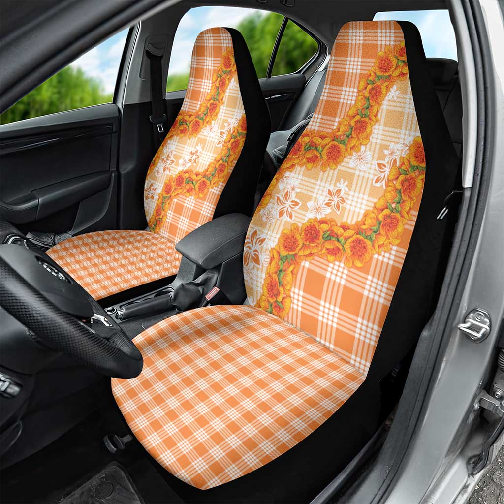 Orange Hawaii Palaka Car Seat Cover Hawaiian Ilima Lei