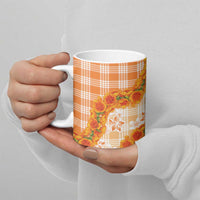 Orange Hawaii Palaka Ceramic Mug Hawaiian Ilima Lei