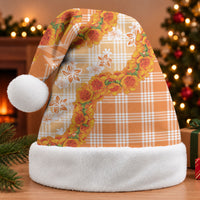 Orange Hawaii Palaka Christmas Santa Hat Hawaiian Ilima Lei LT05 Without Fur Orange - Polynesian Pride