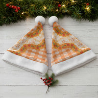 Orange Hawaii Palaka Christmas Santa Hat Hawaiian Ilima Lei LT05 - Polynesian Pride