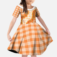 Orange Hawaii Palaka Family Matching Puletasi and Hawaiian Shirt Hawaiian Ilima Lei LT05 Daughter's Dress Orange - Polynesian Pride