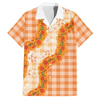 Orange Hawaii Palaka Family Matching Puletasi and Hawaiian Shirt Hawaiian Ilima Lei LT05 Dad's Shirt - Short Sleeve Orange - Polynesian Pride