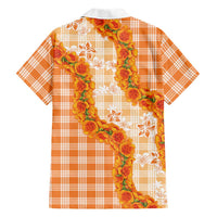 Orange Hawaii Palaka Family Matching Puletasi and Hawaiian Shirt Hawaiian Ilima Lei LT05 - Polynesian Pride