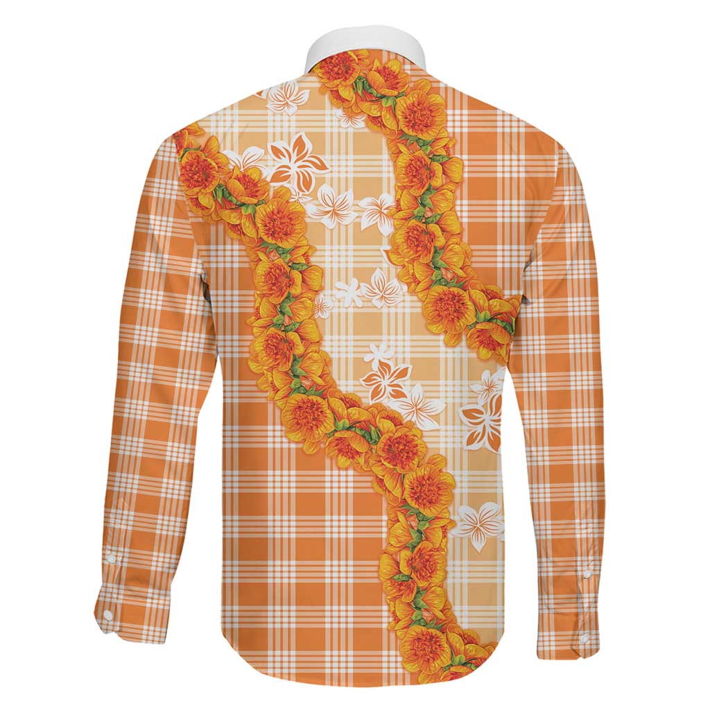 Orange Hawaii Palaka Family Matching Puletasi and Hawaiian Shirt Hawaiian Ilima Lei LT05 - Polynesian Pride