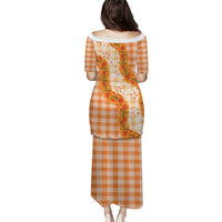 Orange Hawaii Palaka Family Matching Puletasi and Hawaiian Shirt Hawaiian Ilima Lei LT05 - Polynesian Pride