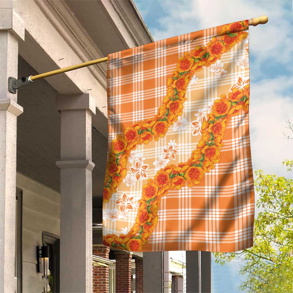 Orange Hawaii Palaka Garden Flag Hawaiian Ilima Lei