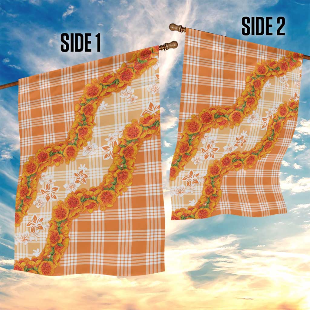 Orange Hawaii Palaka Garden Flag Hawaiian Ilima Lei