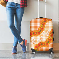 Orange Hawaii Palaka Luggage Cover Hawaiian Ilima Lei
