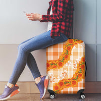 Orange Hawaii Palaka Luggage Cover Hawaiian Ilima Lei