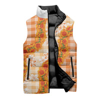 Orange Hawaii Palaka Sleeveless Puffer Jacket Hawaiian Ilima Lei
