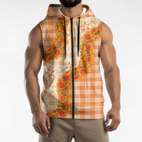 Orange Hawaii Palaka Sleeveless Zip Hoodie Hawaiian Ilima Lei
