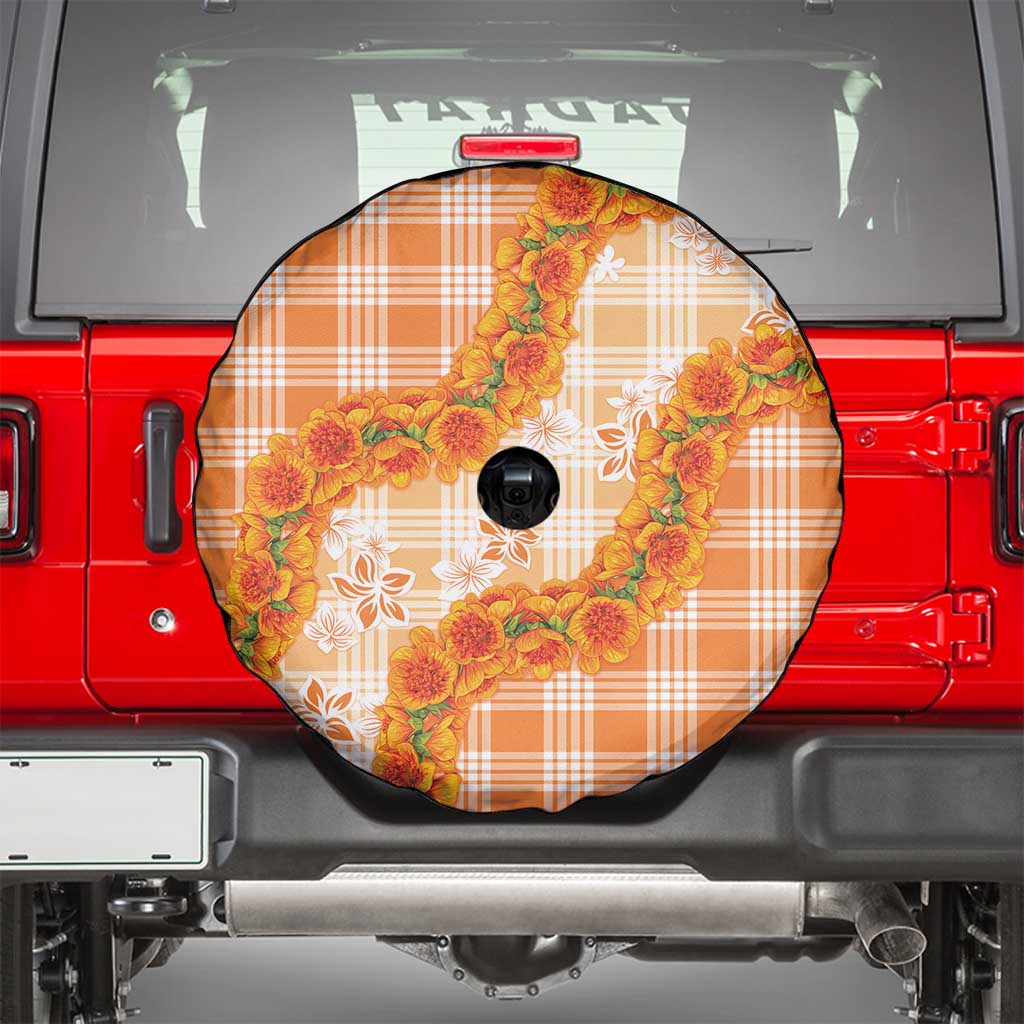 Orange Hawaii Palaka Spare Tire Cover Hawaiian Ilima Lei