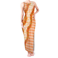 Orange Hawaii Palaka Tank Maxi Dress Hawaiian Ilima Lei
