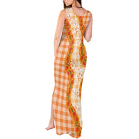 Orange Hawaii Palaka Tank Maxi Dress Hawaiian Ilima Lei
