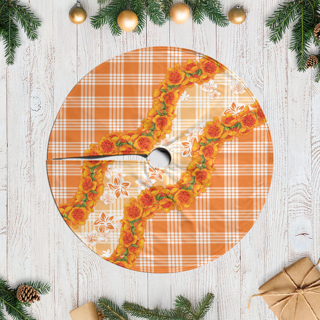 Orange Hawaii Palaka Tree Skirt Hawaiian Ilima Lei LT05 Casual Orange - Polynesian Pride
