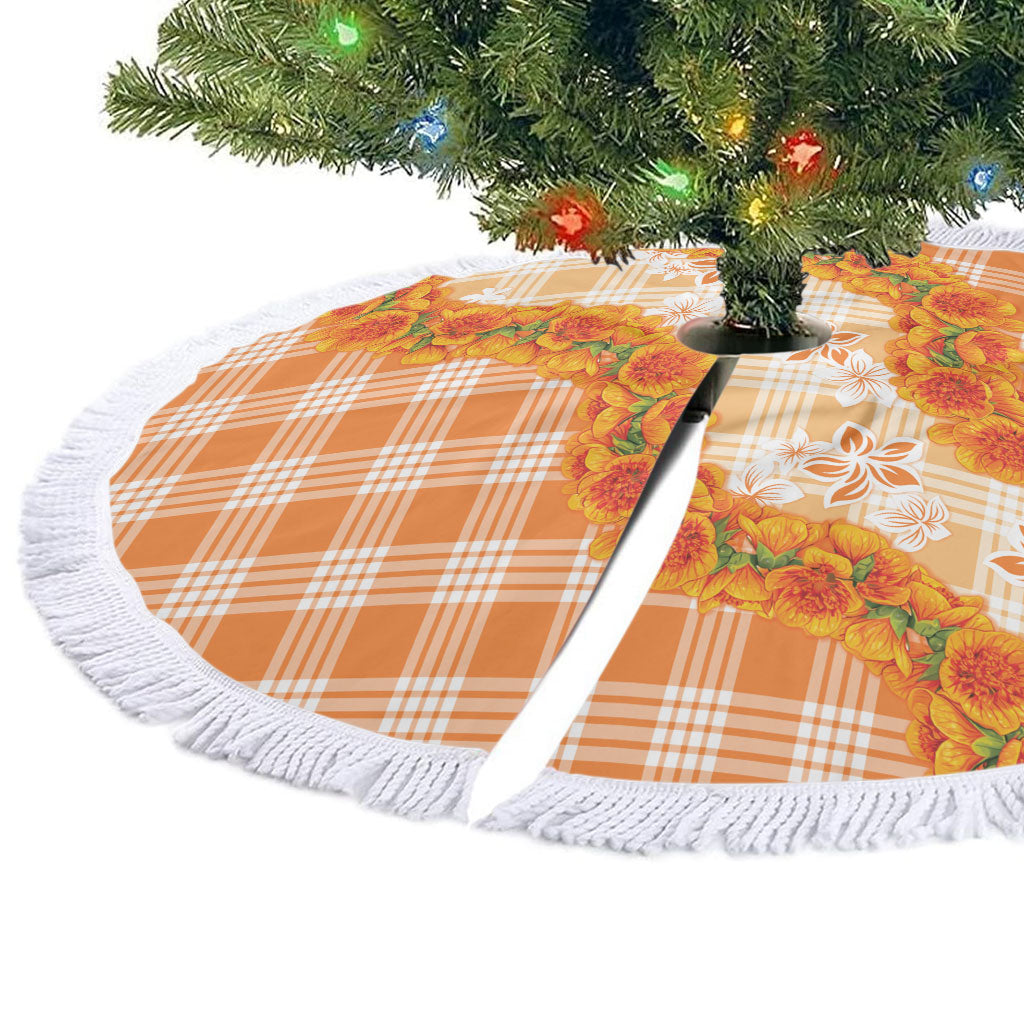 Orange Hawaii Palaka Tree Skirt Hawaiian Ilima Lei LT05 - Polynesian Pride