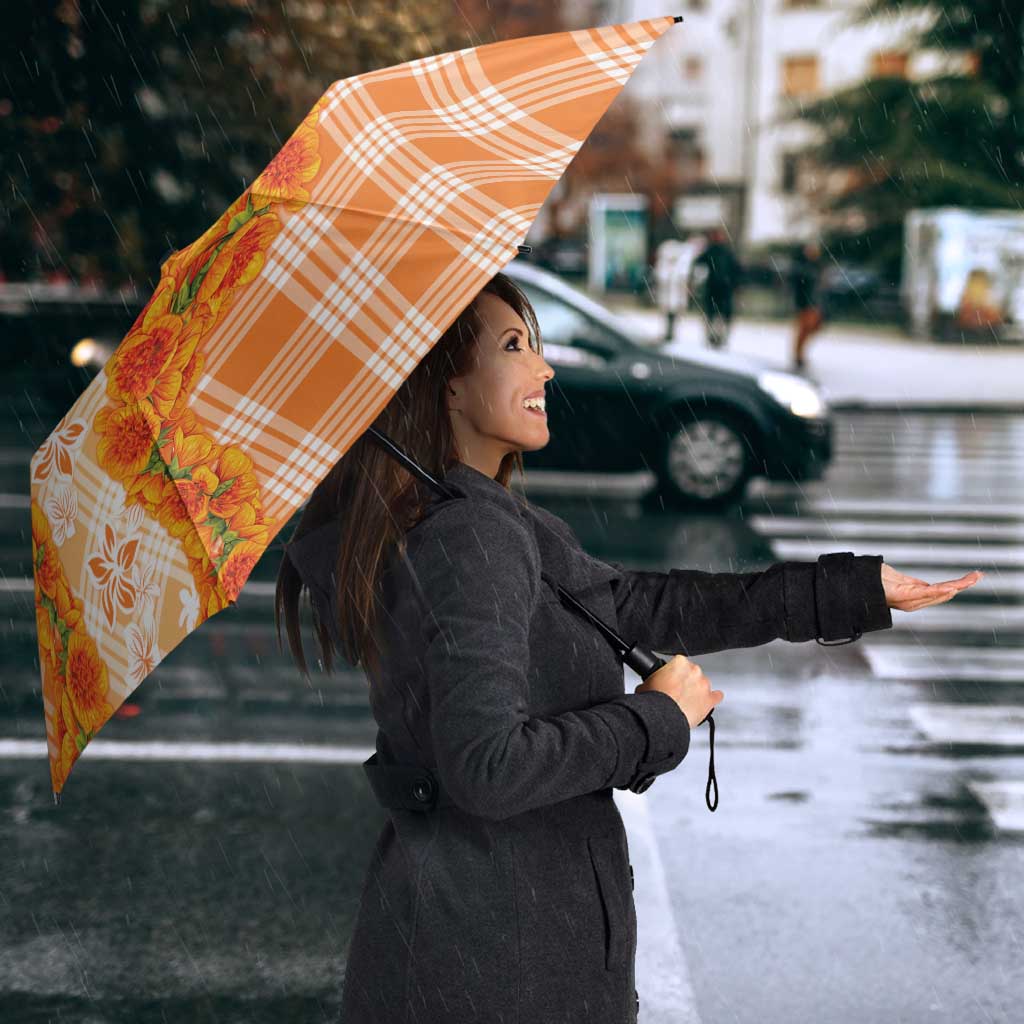 Orange Hawaii Palaka Umbrella Hawaiian Ilima Lei