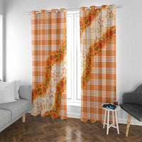 Orange Hawaii Palaka Window Curtain Hawaiian Ilima Lei