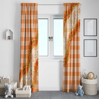 Orange Hawaii Palaka Window Curtain Hawaiian Ilima Lei