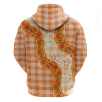 Orange Hawaii Palaka Zip Hoodie Hawaiian Ilima Lei