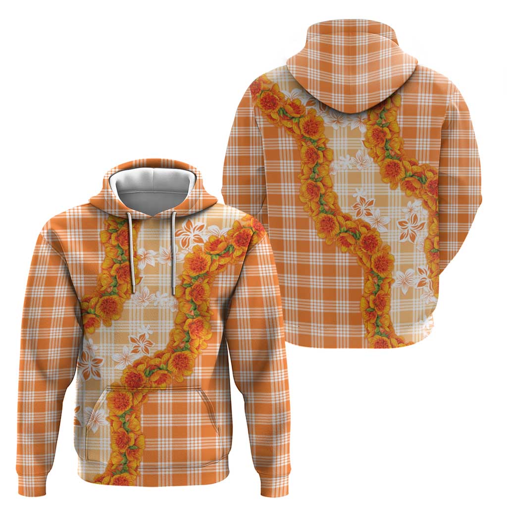 Orange Hawaii Palaka Zip Hoodie Hawaiian Ilima Lei