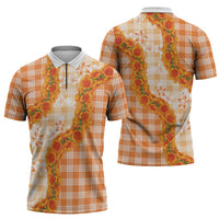 Orange Hawaii Palaka Zipper Polo Shirt Hawaiian Ilima Lei