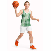 Green Hawaii Palaka Basketball Jersey Hawaiian Pikake Lei